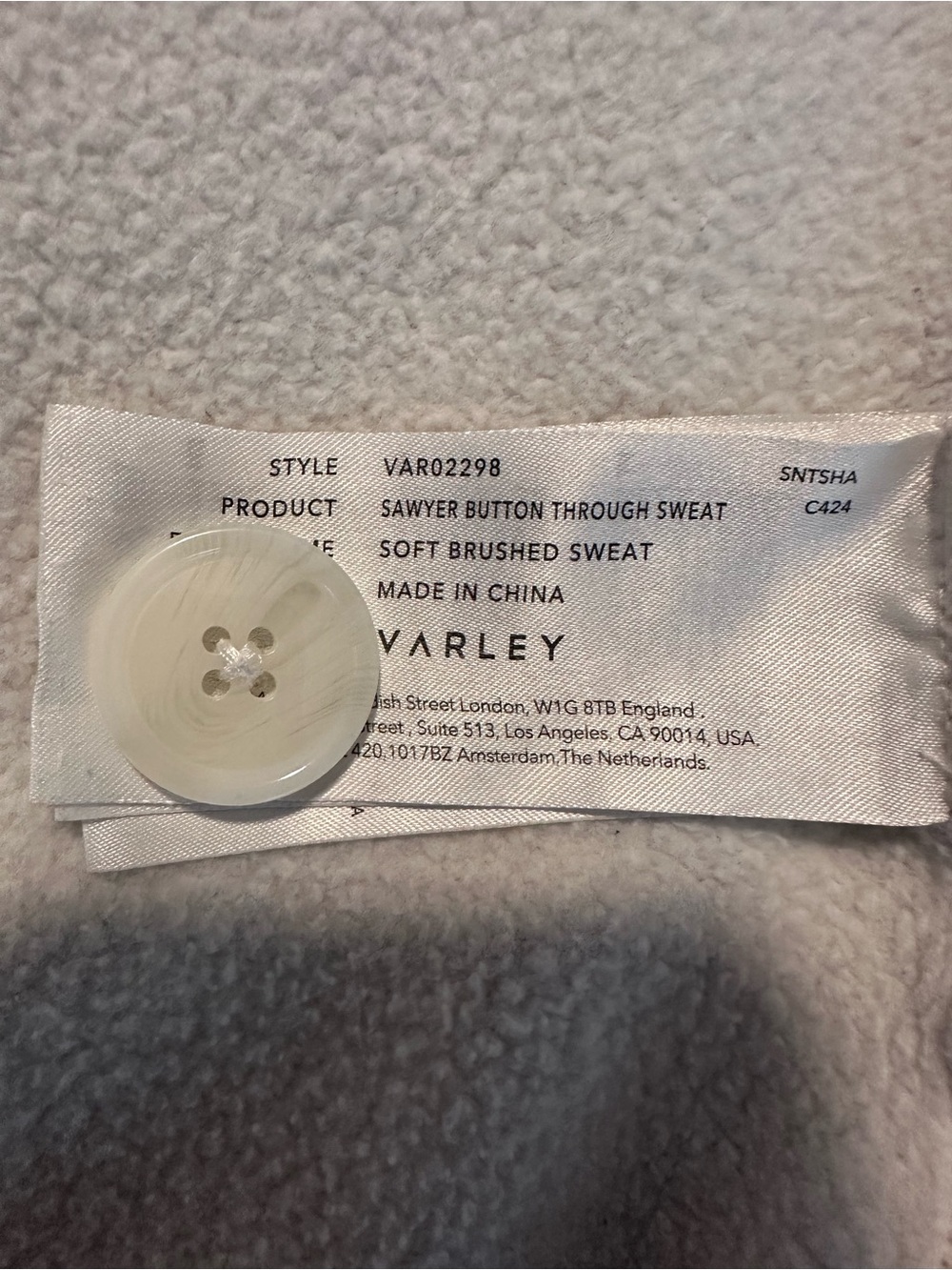 Varley Cream Ribbed Button-Up Bomber Jacket - Picture 5 of 5